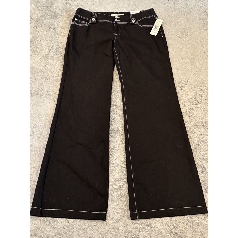 NWT TRIBAL Jeans Womens 10 Black Wide Leg High Waisted Lightweight Dark Wash